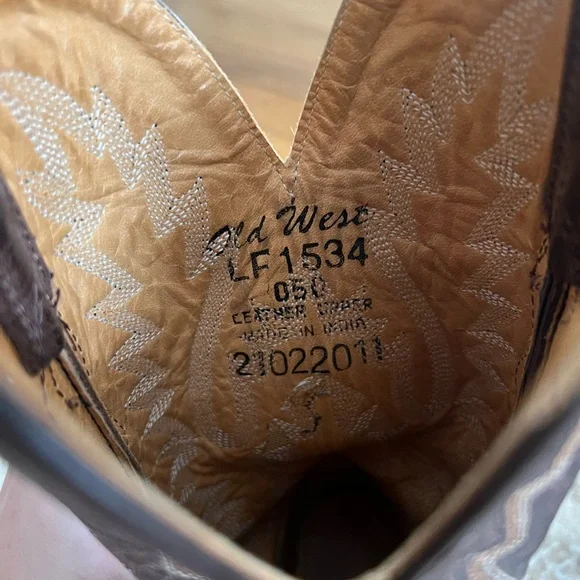 Old West Brown Western Cowboy Boots - Picture 4 of 4